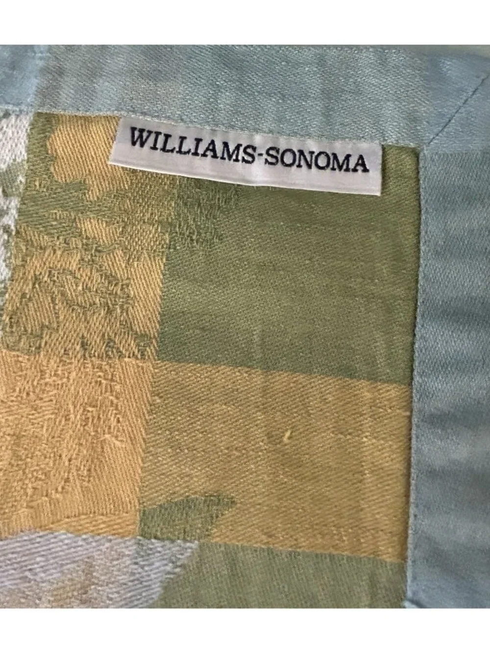 WILLIAMS SONOMA Jacquard Table Runner Botanical Butterfly Muted Green Gold 104